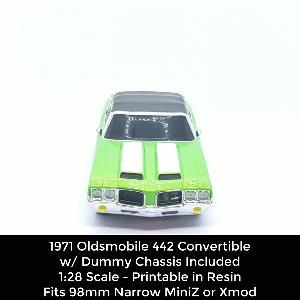 1:28 Scale 71 Olds 442 Convertible Body Shell w/ Dummy Chassis (Xmod and MiniZ)