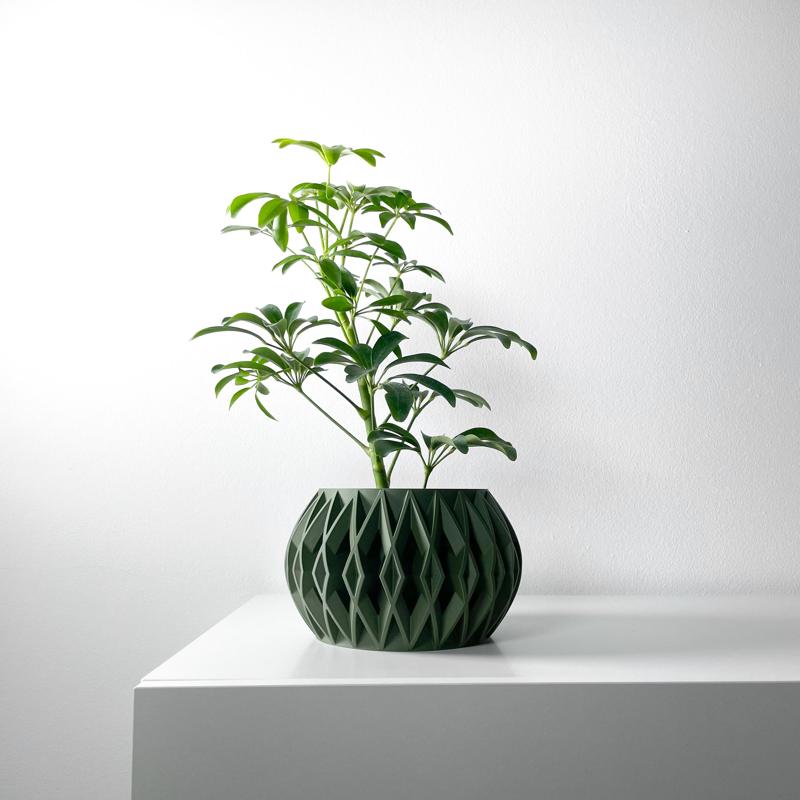 The Orik Planter Pot with Drainage | Tray & Stand Included | Modern and Unique Home Decor for Plants and Succulents  | STL File
