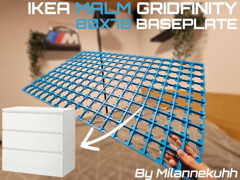Gridfinity Ikea Malm 80x78cm Magnetic Baseplate