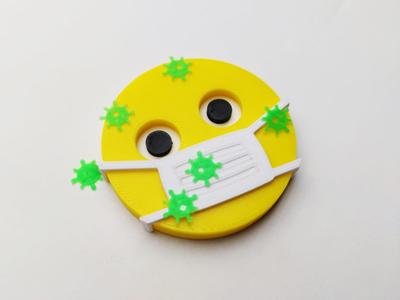 The "mask-wearing" emoji 3d badge - corona face mask reminder
