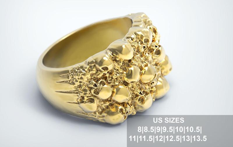 Nugget with Skulls Ring