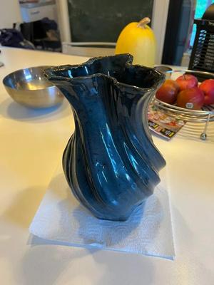 Large ceramic twisted vase