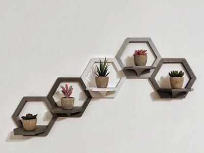 Wall mounted modular hexagon shelf