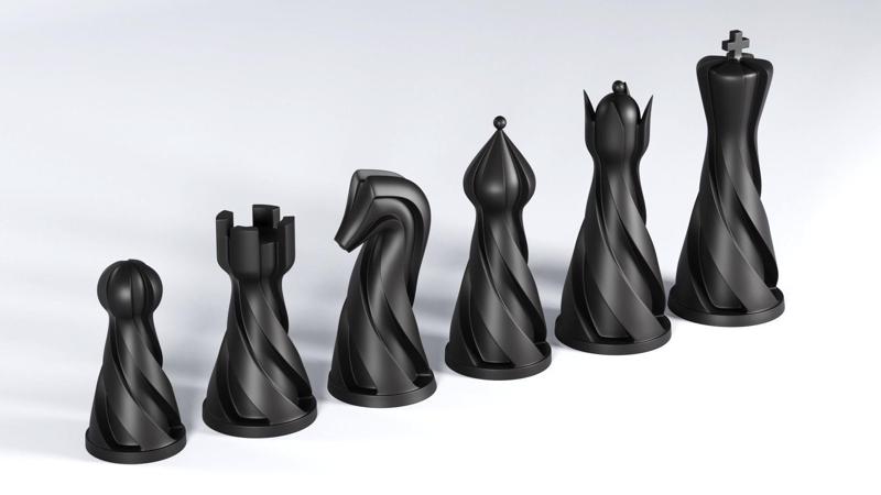 Chess set pieces spiral