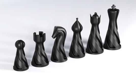 Chess set pieces spiral