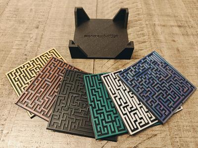 Maze Coasters with Coaster Holder