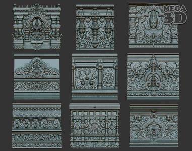 Indian Temple Wall basrelief Pack 240622 3D Model Collection