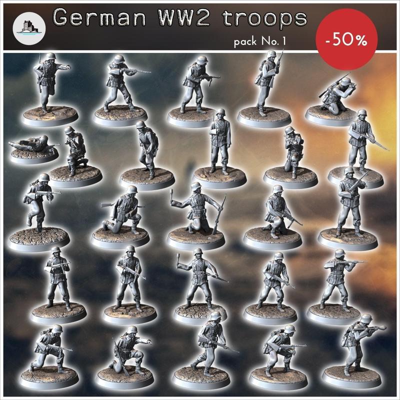 German WW2 troops pack No 1 – miniatures tabletop WW2 3D Model Collection