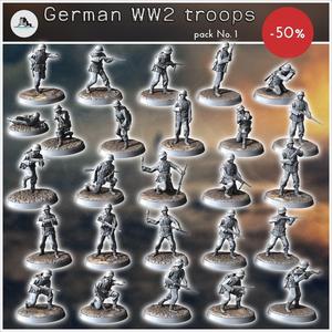 German WW2 troops pack No 1 – miniatures tabletop WW2 3D Model Collection