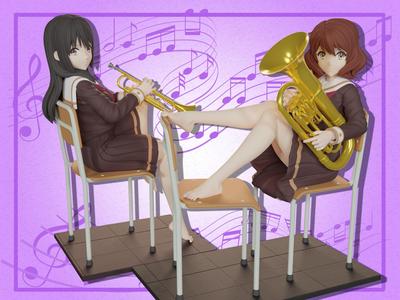 Hibike ephonium figure bundle kumiko x reina 3D Model Collection