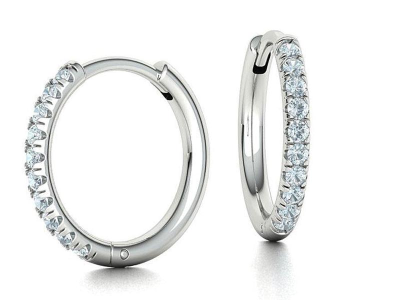 Small Hoop Earrings  French Pave setting 12mm inner size 3dmodel