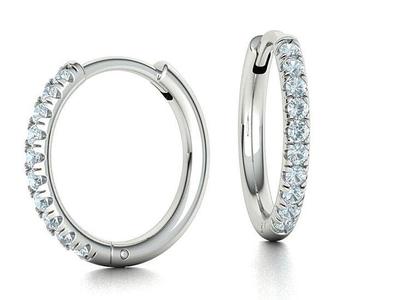 Small Hoop Earrings  French Pave setting 12mm inner size 3dmodel