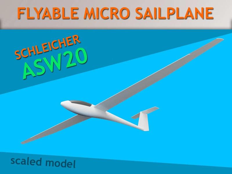 ASW20 Sailplane (micro glider – flyable)