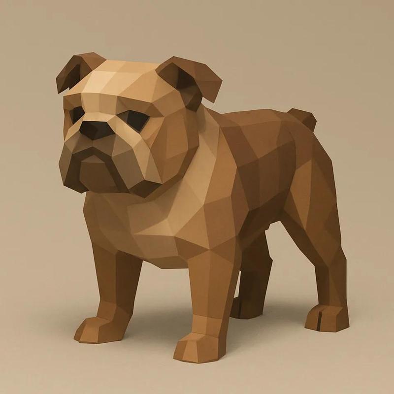 Perro Bulldog Low Poly   