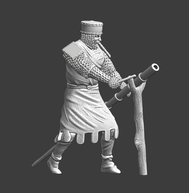 Medieval handgunner with large gun