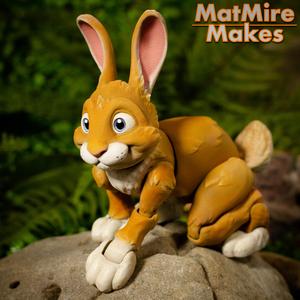 Bunny Rabbit Articulated figure, Print-In-Place, Cute Flexi