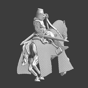 Medieval Knight on chainmail covered horse