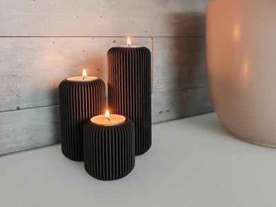 Ribbed Modern Tealight Holder – different heights