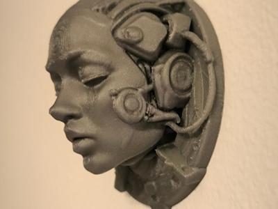 Humanoid Female Head sculpture - 3D wall art