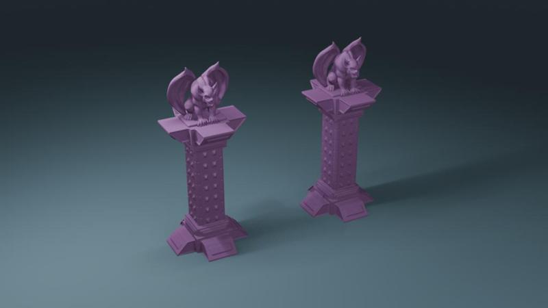 The Dreadwatch Duo – 3D Printable Gargoyle Pillars for Fantasy Terrain, Wargames & RPG Scenery