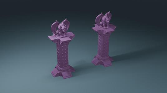 The Dreadwatch Duo – 3D Printable Gargoyle Pillars for Fantasy Terrain, Wargames & RPG Scenery