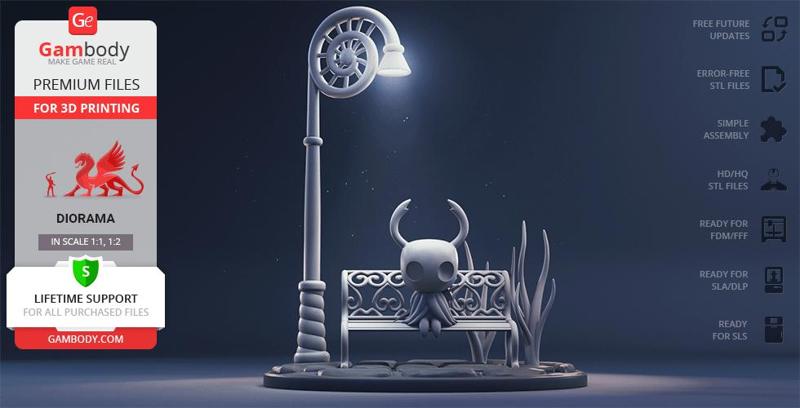 Hollow Knight in Diorama STL Files for 3D Printing | Assembly Model