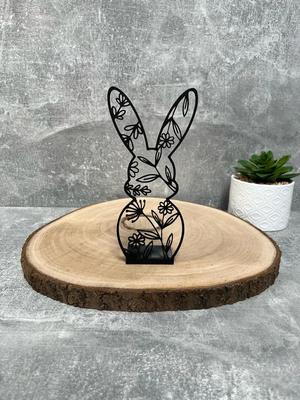 Floral /Flower  Bunny / Rabbit Decoration With Stand // Blumen-Häschen / Kaninchen-Dekoration mit Ständer