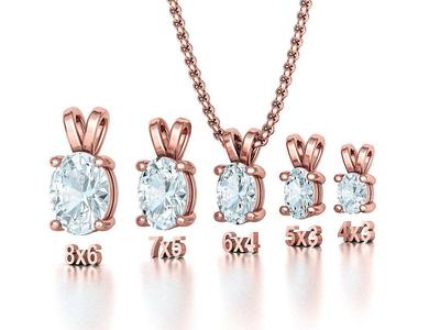 Oval Solitaire Pendants 8×6 7×5 6×4 5×3 4×3 Gems Necklaces