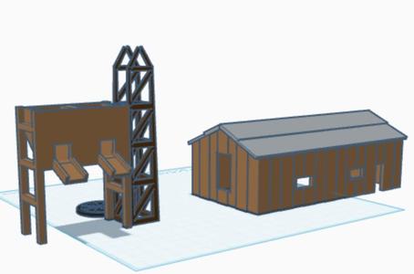 HO scale Coal Mine Pit Head and Hopper