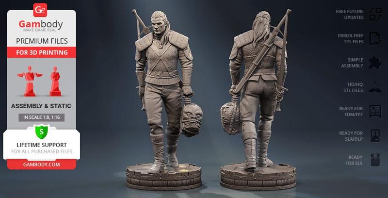 Geralt of Rivia STL files for 3D Printing | Assembly Model