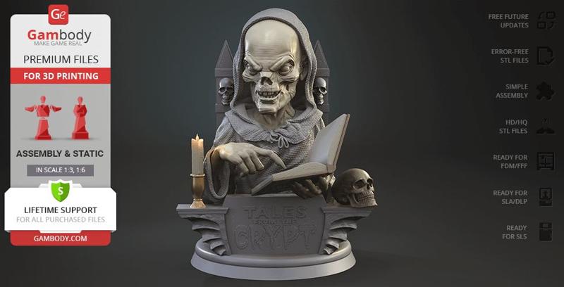 Crypt Keeper Bust STL files for 3D Printing | Assembly Model