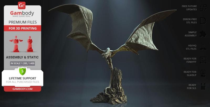 Vhagar Dragon STL files for 3D Printing | Assembly Model