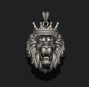 lion necklace with crown eye gem