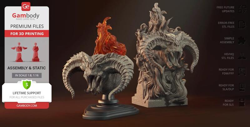 Balrog Bust STL files for 3D Printing | Assembly Model