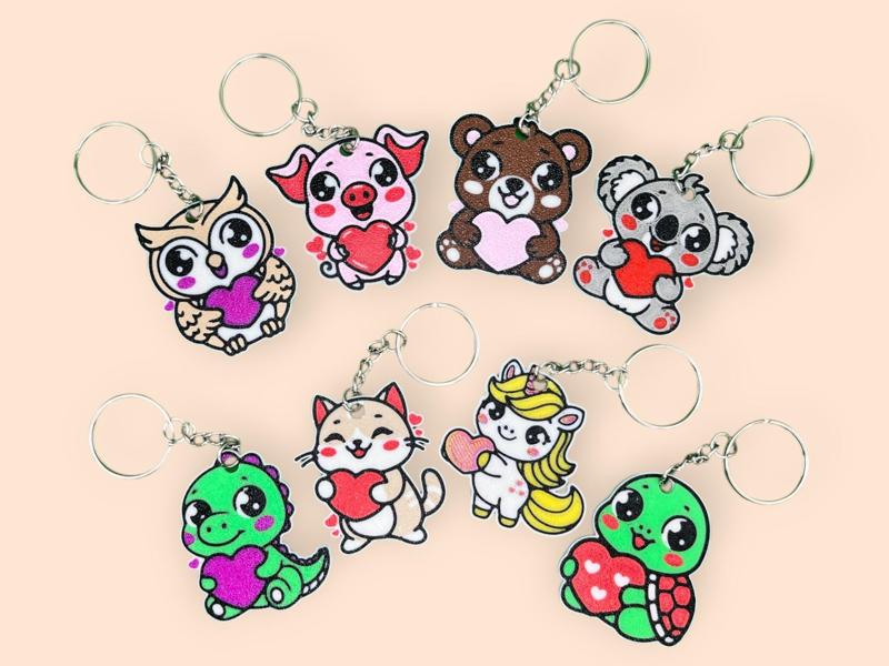 Cute Valentine’s Day Animal Keychain Set
