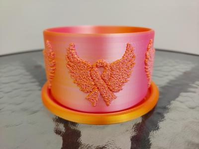 Cancer Ribbon with Angel Wings Planter Set
