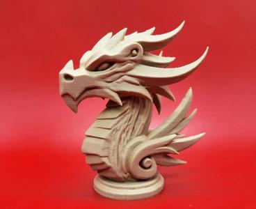 Wood-Carved Dragon Bust