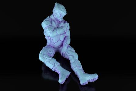 Sci Fi/ Cyberpunk Soldier wounded