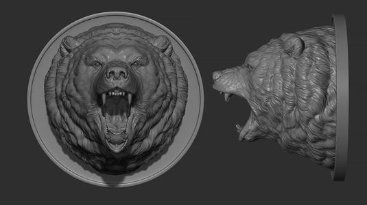 Grizzly bear grin roar