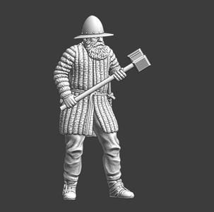 Medieval soldier with large hammer