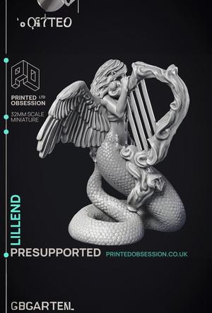Lillend – Snake angel – Celestial bard – PRESUPPORTED – Heaven Hath no Fury – 32 mm