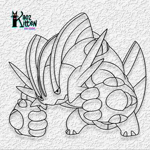 mega swampert pokemon wall art cartoon fanart