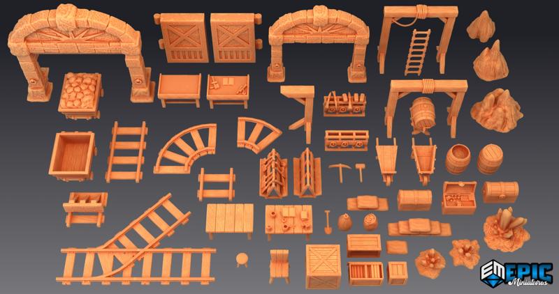Dwarf Mine Scatter / Dwarven Dungeon Items / Mountain Cave Area Decoration