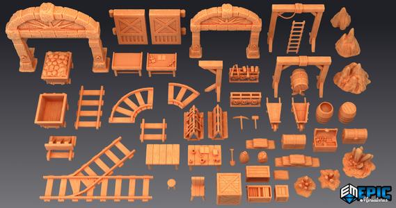 Dwarf Mine Scatter / Dwarven Dungeon Items / Mountain Cave Area Decoration