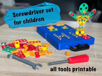 Screwdriver set for children suitcase workspace
