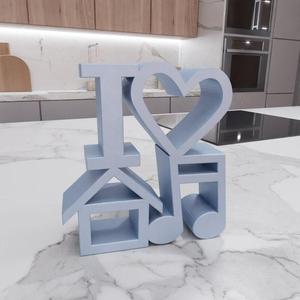 3D I Heart House Music Text Model Home Decor with Stl File & Letter Decor, 3D Print File, Letter Art, 3D Art, Good Vibe, 3D Printed Decor