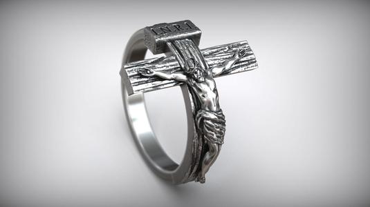 Jesus Christ Crucifix Cross Christian Ring
