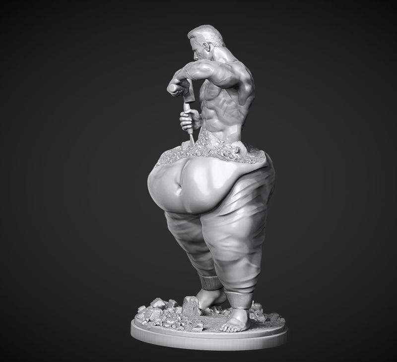 sculpture breaking the fat Man