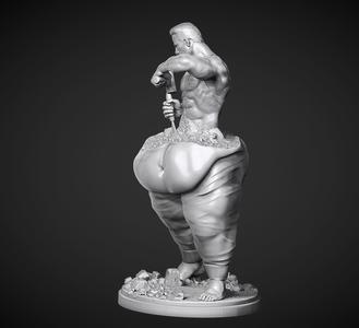 sculpture breaking the fat Man