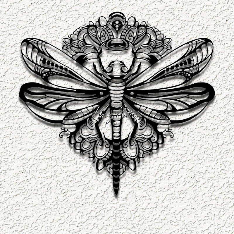 dragonfly flowers wall art home decor
